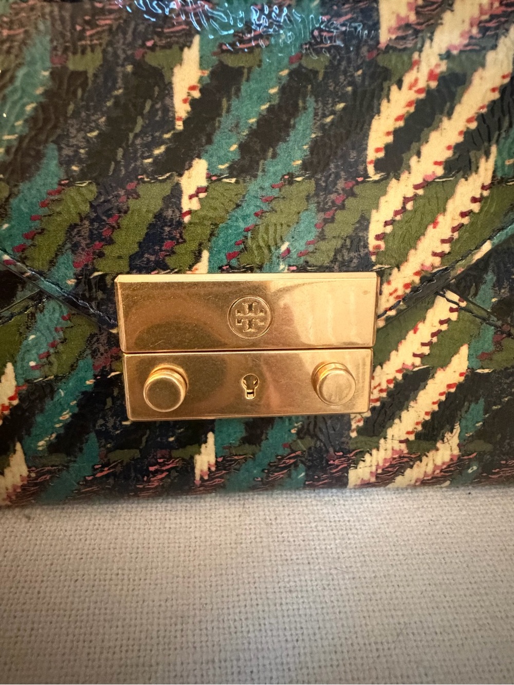 Tory Burch Multi-Color Patterned Envelope Clutch/wallet with Gold Lock - Picture 7 of 8